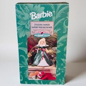 BARBIE Stocking Holder Holiday Green Dress - Hallmark 1996